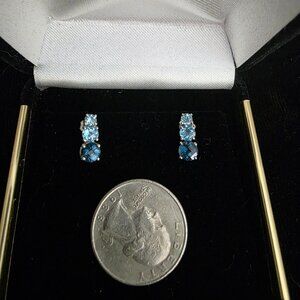 10K White Gold 3 Tier Topaz Earrings (A138)